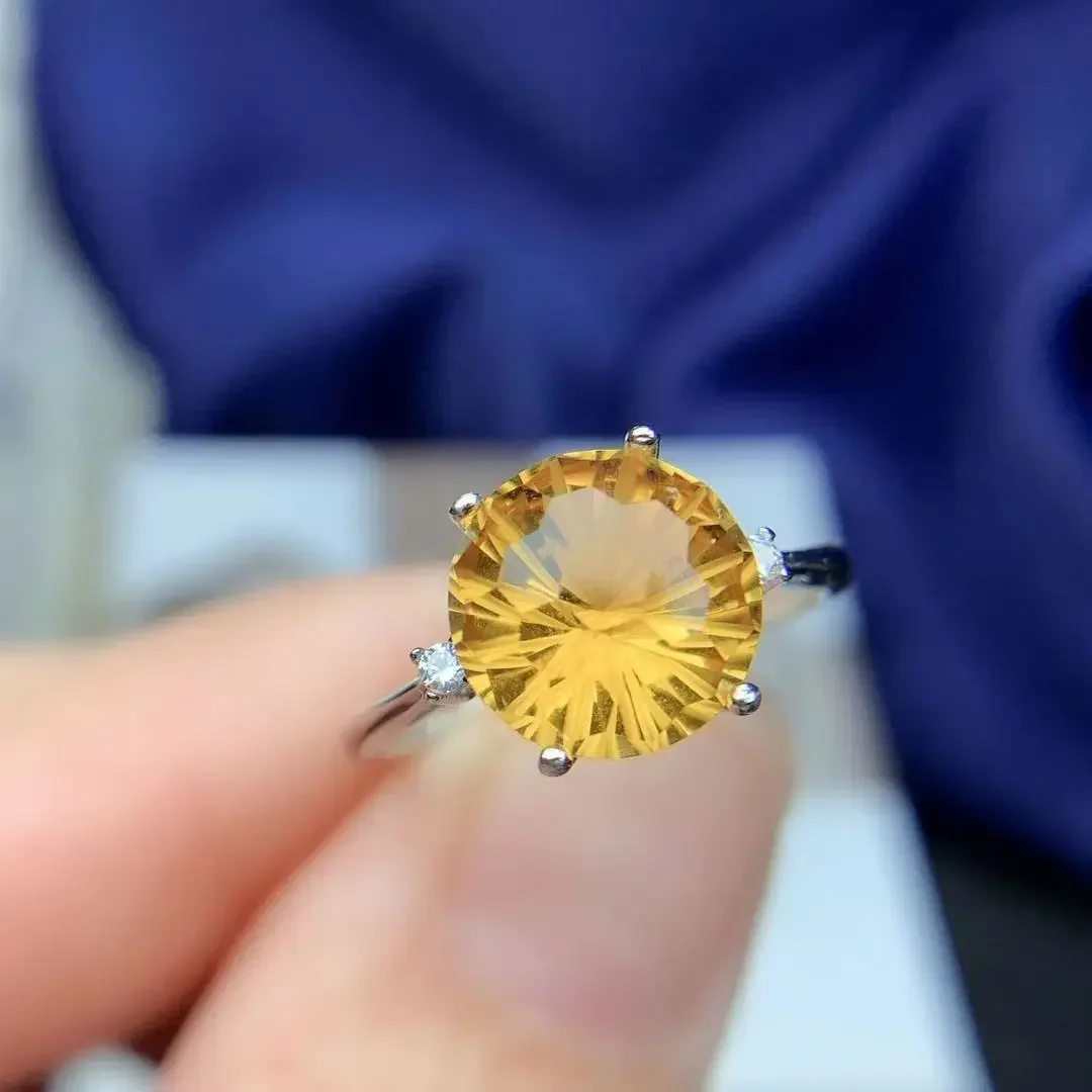 

Natural Citrine Classic Gemstone Ring for Daily Wear 8mm Natural VVS Grade Citrine Ring for Fashion 925 Silver Jewelry