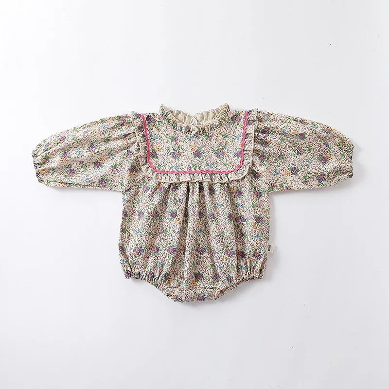 

Fragmented Floral Rompers Long Sleeved Spring and Autumn Casual Comfortable All-match Fashion Rompers