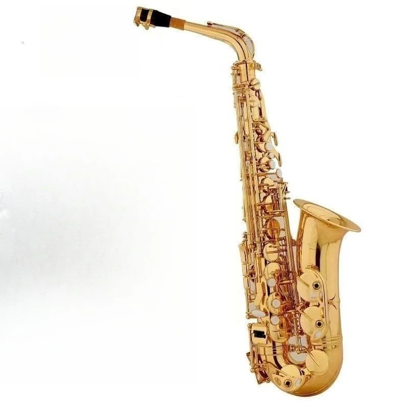 Alto Saxophone E Flat, Beginner Musical Instrument, Gold Lacquered Brass, Easy to Play, High Quality Sound, Durable Construction
