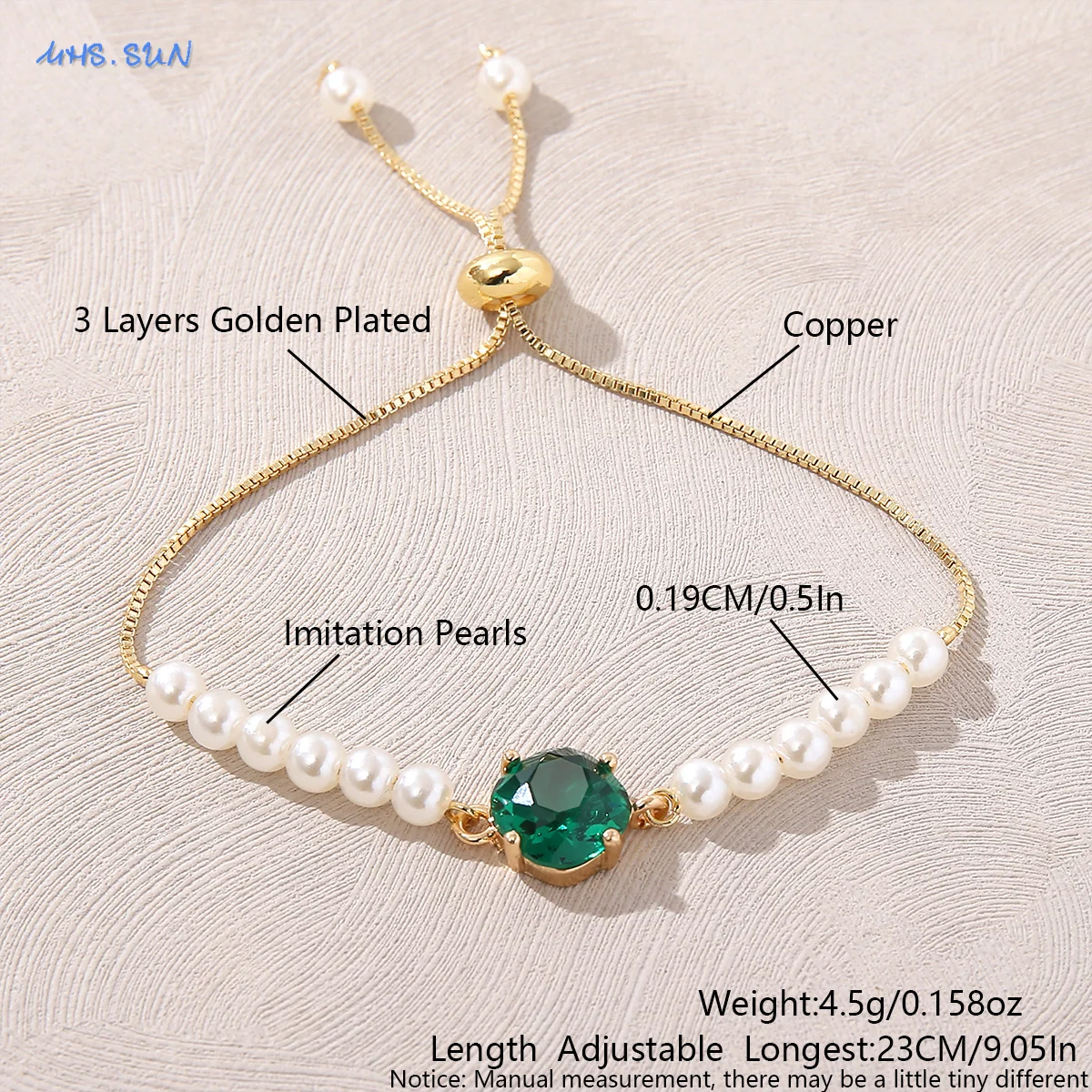 MHS.SUN Imitation Pearl Beads Bracelets 12 Months Charms Adjustable Bracelet Birthday Party Jewelry Gifts For Women Girls