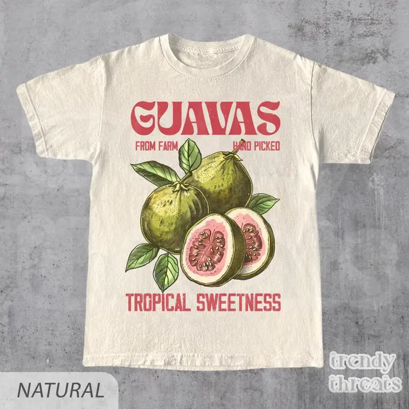 Guavas Retro Commercial T Shirt Vintages Label Exotic Fruit Lover Cute Adult Cool