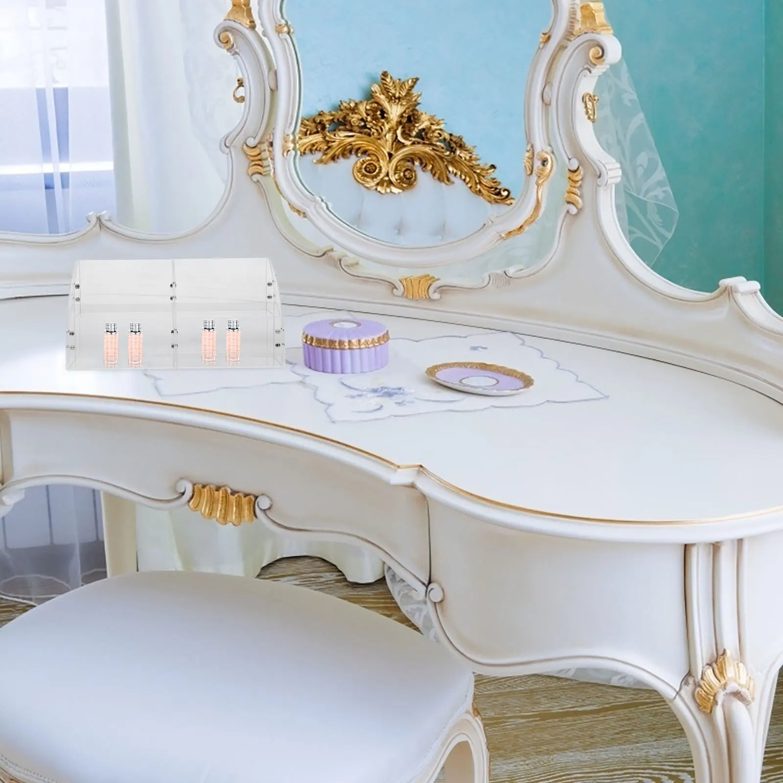 

Acrylic Makeup Organizer Box Transparent 2 Tier Facial Mask Holder Skincare Desktop Organizer Bathroom Countertop