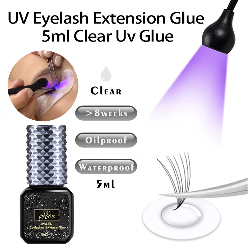 Colle UV professionnelle pour extensions de cils, système de colle pour cils, photopolymérisable, liaison de bain supplémentaire, adhésif