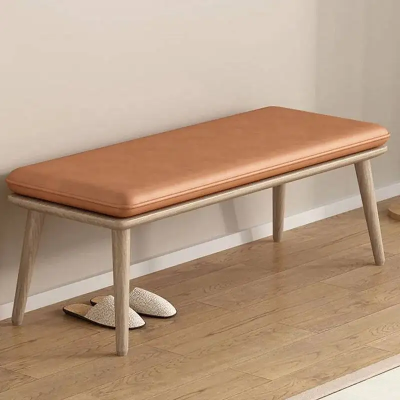 Simple Nordic Stepping Stool Rectangle Modern Mobile Comfort Foot Stool Grey Upholstered Cambiar Taburete De Zapatos Furniture
