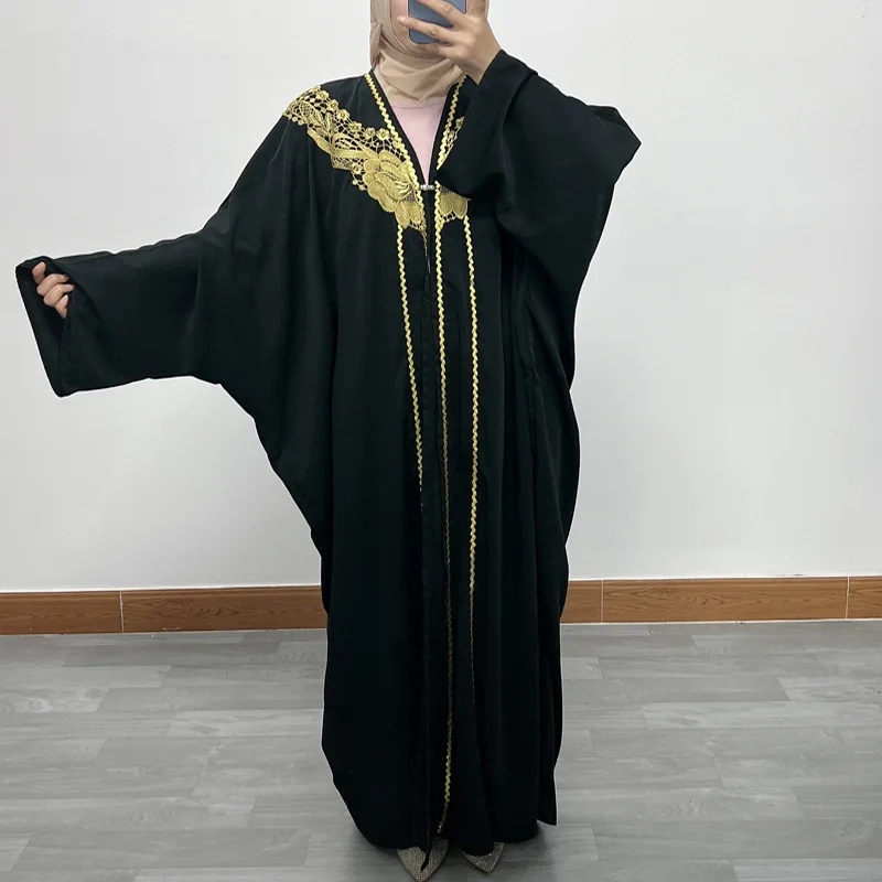 

Dubai Patchwork Lace Loose Plus Size Open Front Robe Muslim Abaya