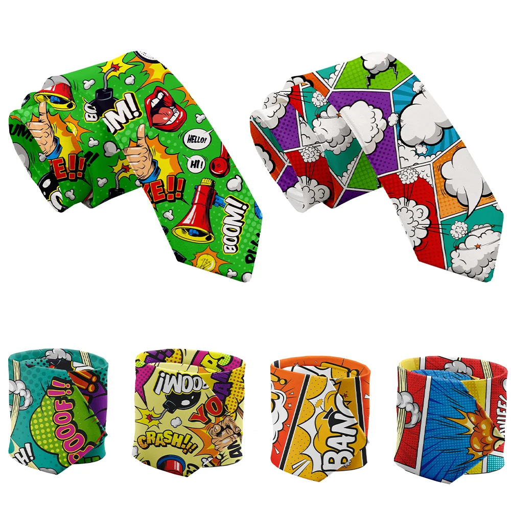 

Cartoon printed tie men's casual fashion interesting lip graffiti tie wedding party Halloween shirt and gift tie is neutral