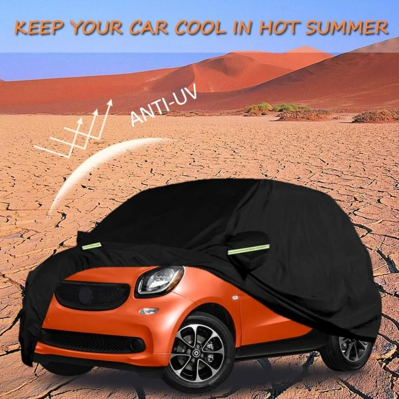 

1pc Car Waterproof Dust Protection Cover Breathable Full Garage Cover For Smart Fortwo W451 W453 2016-2024 Car Accessories