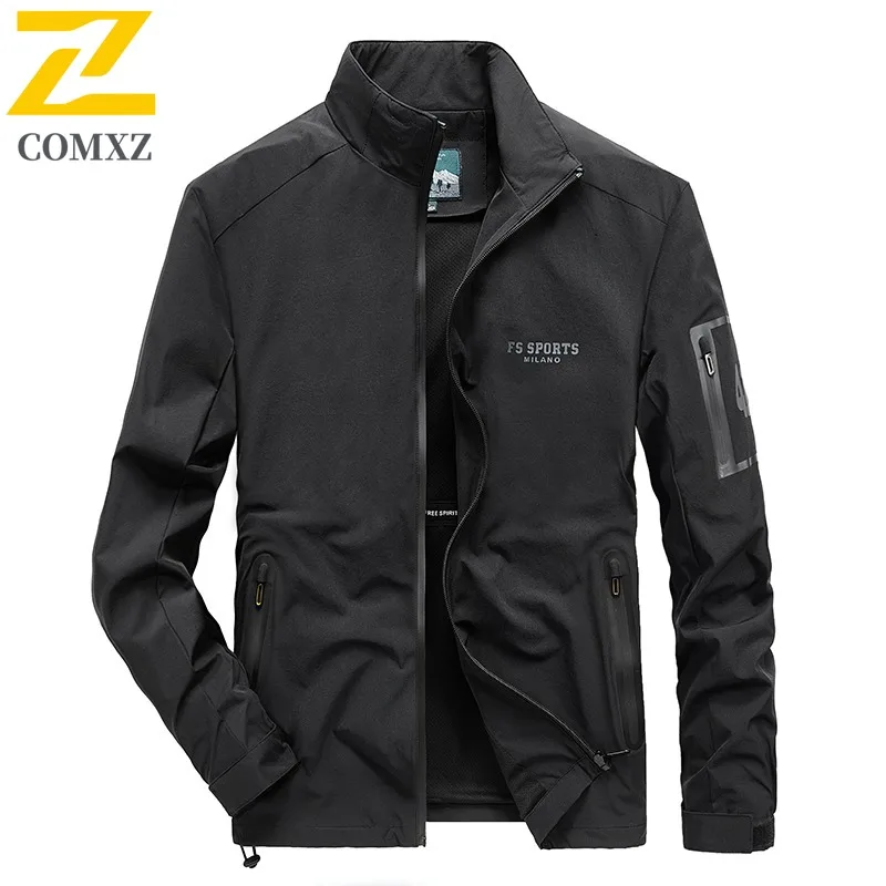 

COMXZ 2025 мужское пальто ветрозащитная водонепроницаемая теплая четырехсторонняя эластичная куртка легкая дышащая уличная повседневная рубашка ветровка
