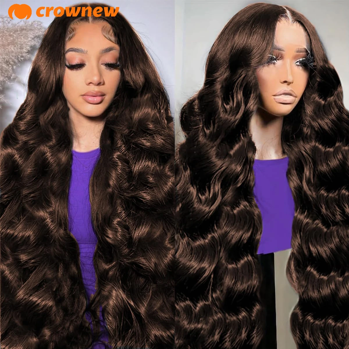 

#4 Brown Human Hair Wig Body Wave Human Hair Wigs 13x4 13x6 HD Lace Frontal Wig 200% Colored Chocolate Brown Lace Front Wigs