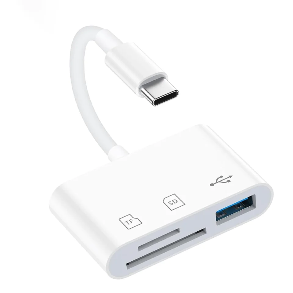 

3-IN-1 USB Card Reader, OTG Adapter for SD/TF, Fast Data Transfer for iPhone 15 16 17/Huawei/Xiaomi/Samsung, iOS Android Devices
