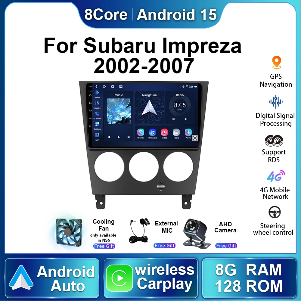 

5G автомобильный радиоприемник для Subaru Impreza GD GG 2002-2007 Android15 авторадио мультимедийный плеер стерео беспроводной Carplay навигация GPS