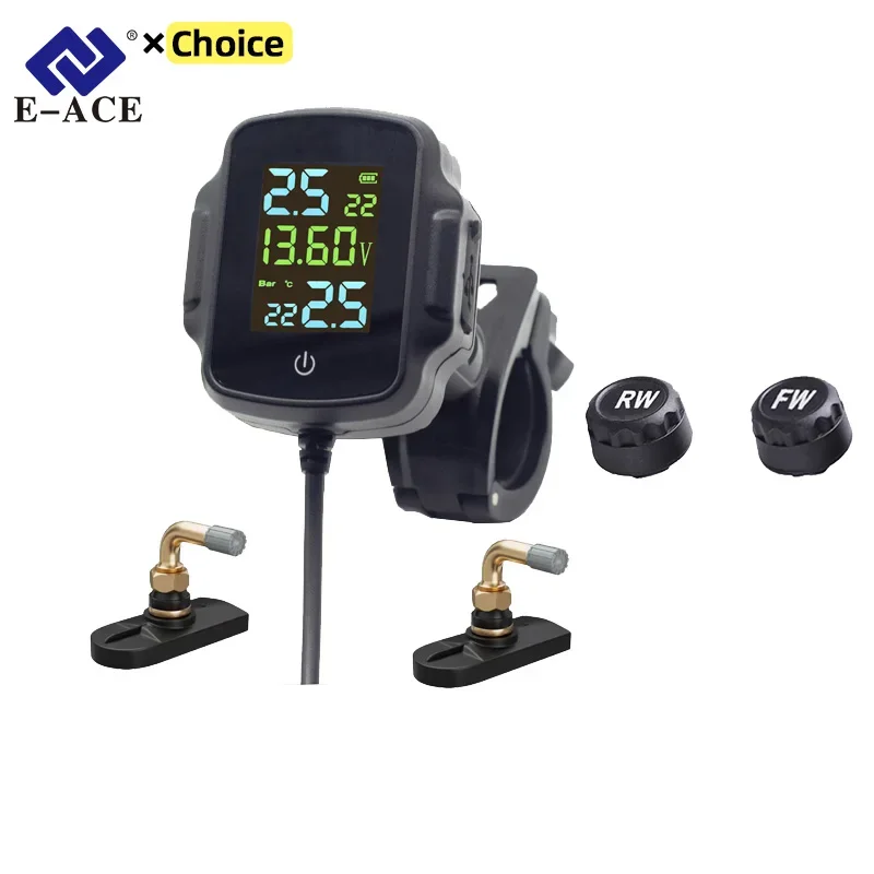 Motorbike TPMS USB Output With QC 3.0 Fast Charging Type Temp Digital Display Motorcycle Tire Pressure Alarm Monitor System