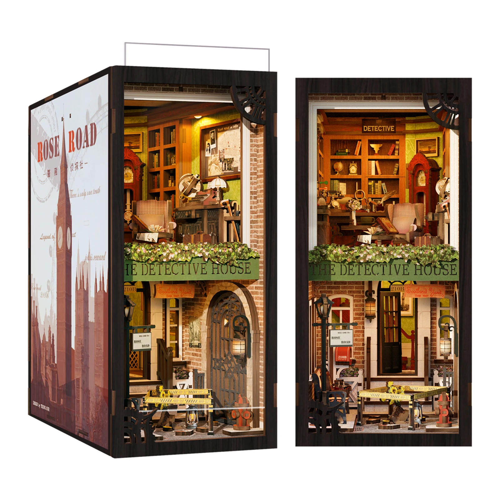 CUTEBEE 3D-Holzpuzzle für Erwachsene, DIY Miniaturhaus-Puppenhaus-Bausatz für Bücherregal-Dekoration, Kreatives Puzzle-Geschenk für Sie und Ihn, Stressabbau-Hobby-Bastelset mit LED-Beleuchtung