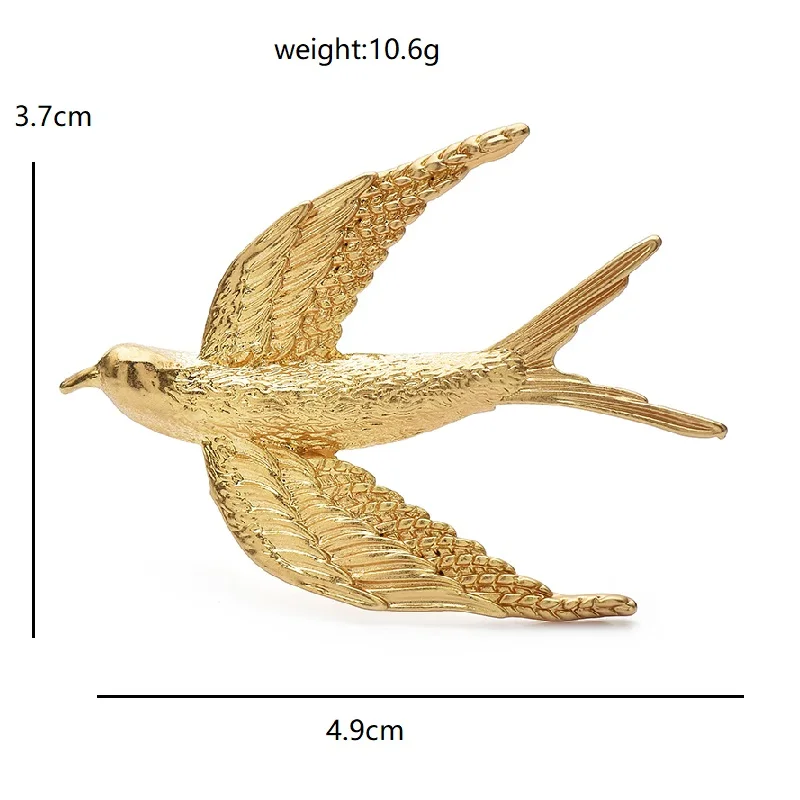 Wuli&baby Flying Swallow Brooches For Women Unisex Classical Alloy Bird Party Office Brooch Pins Gifts