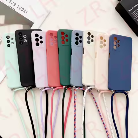 Crossbody Lanyard Phone Case For Samsung S24 A55 A54 A53 A52 A51 A34 A33 A13 S23 S22 Ultra TPU Silicone Neck Strap Cases Cover