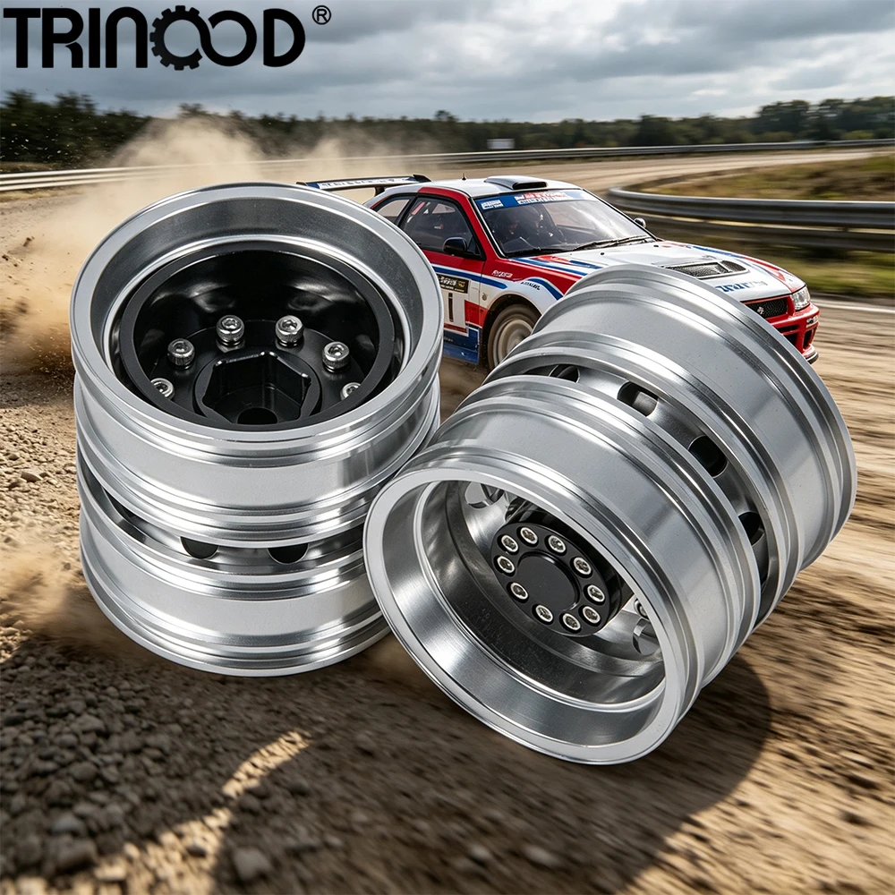 TRINOOD 2Pcs Alu Alloy Rear Wheel Hub Rim for 1/14 Tamiya RC Dump Truck SCANIA 770S R620 VOLVO BENZ Arocs MAN Car Parts