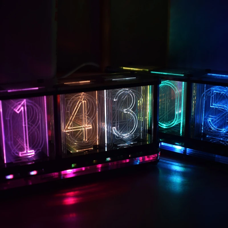 DIY Kits RGB LED Imitate Glow Tube Clock LED Music Spectrum for Time Tube Night Light Full Color RGB Home Decoration Gif