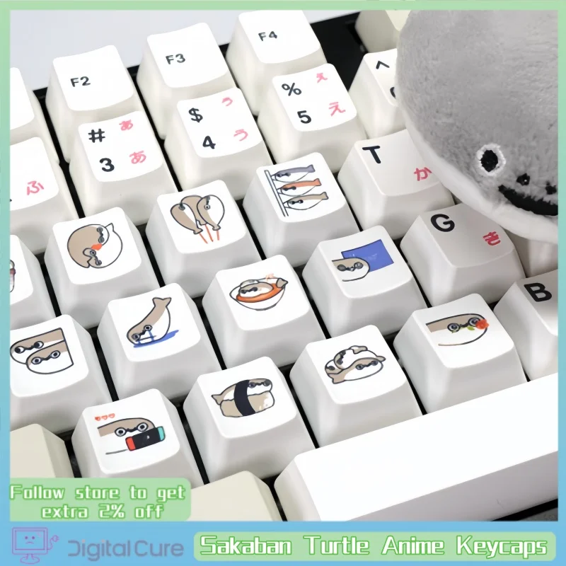

Колпачки для клавиш в стиле аниме Sakaban Turtle, 1 шт., OEM R4, высокосублимационная индивидуальность, милый мультяшный узор, Pbt, механические колпачки для клавиатуры