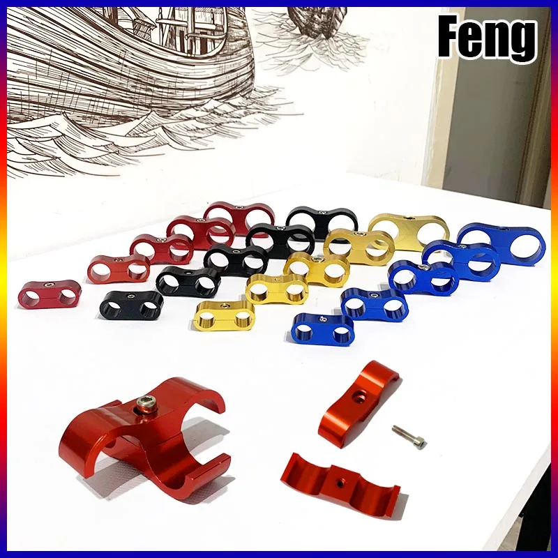 Universal Aluminum Anodized AN4 AN6 AN8 AN10 Braided Rubber Hose Clamp Line Separator Kit Billet Oil Fuel Water Tube Divider