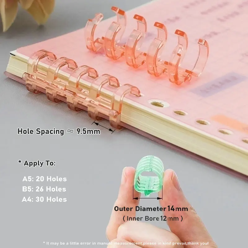 Imagem -02 - Color Plastic Binder Ring a5 Notebook Binder Rings Clipes de Plástico Destacáveis Loose Leaf Book Binding Tools 10 Pcs