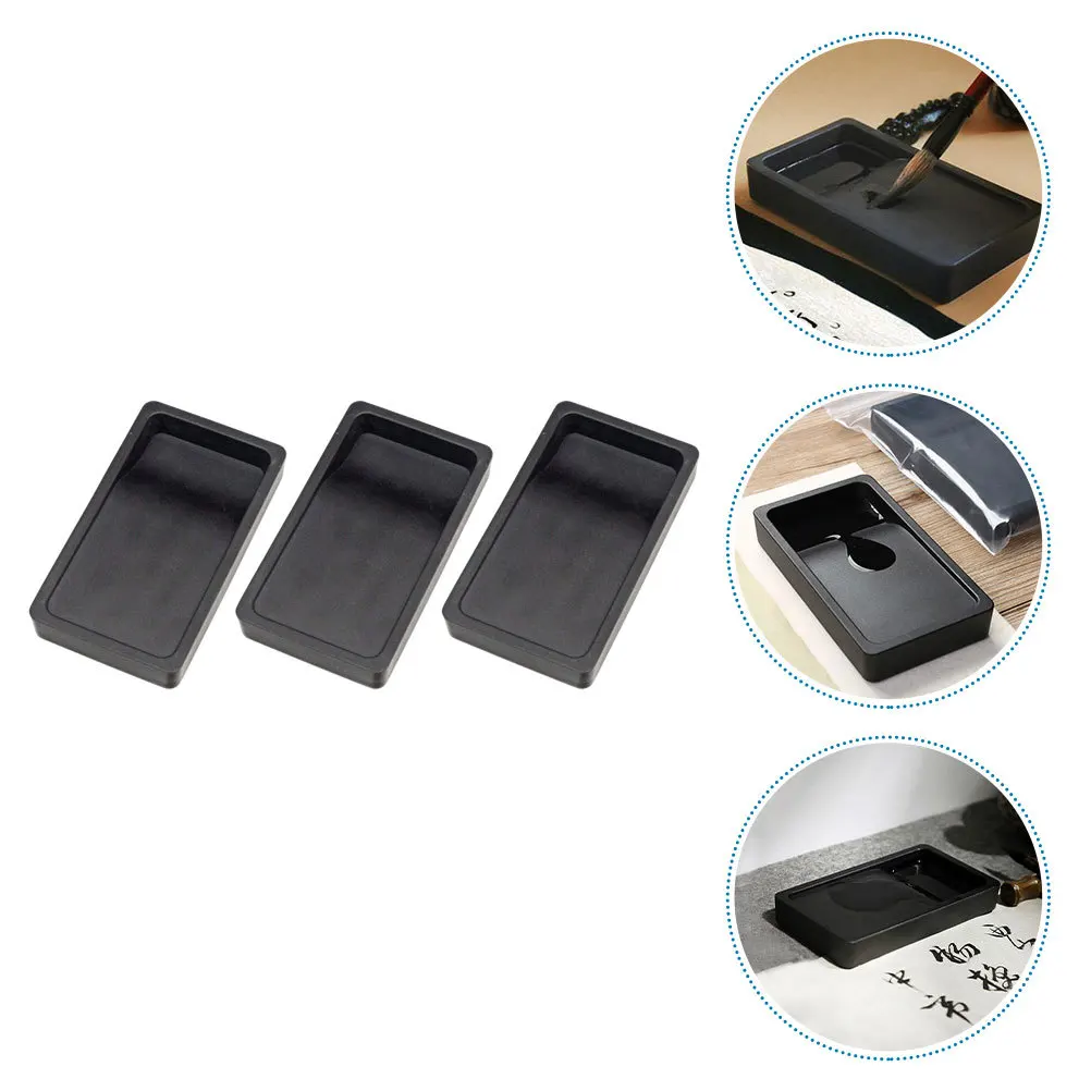 

3 pcs Portable Inkstone Lightweight Two-Sided Inkslabs For Calligraphy Painting Students Stationery Chinese Ink Grinding Tool