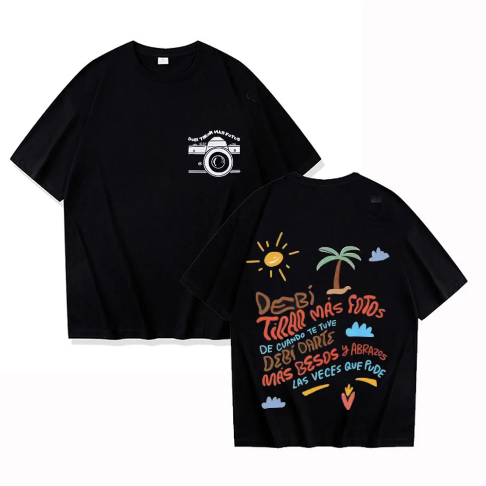 High Quality Cotton Bad Bunny Debi Tirar Mas Photo DTMF Album T-shirt Men Harajuku Style Short Sleeved Casual T-shirt