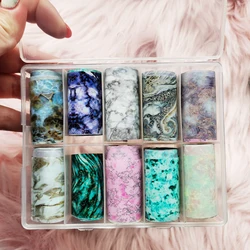 2024s' Hot Season Brands Transfer Foil Stickers 97style (Scale,Leopard,Marble,Flower) 10 Rolls Nail Design Transfer Foil 4*100cm