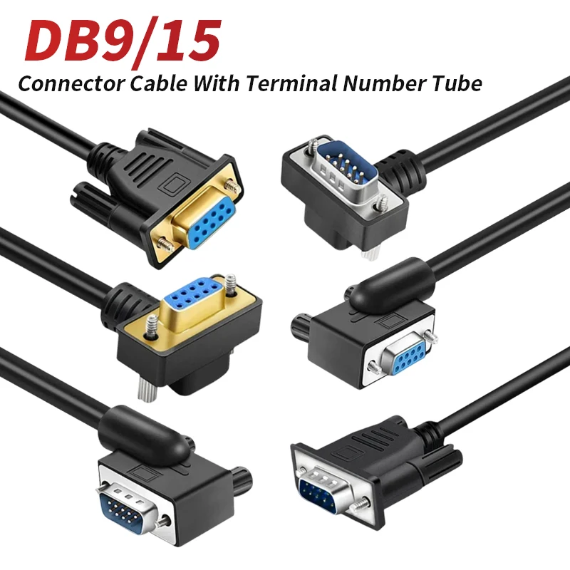 Shielded DB9 DB15 Connector Terminal Wire with Number Tube 9/15 Pin Male Female Single Head Cable Serial Port Connection Line
