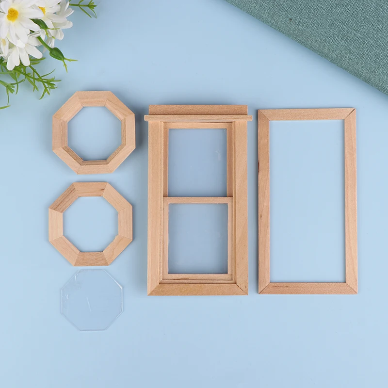 Venda quente 1/12 casa de bonecas janela quadrada estrela anis janela modelo em miniatura casa de boneca acessórios de móveis