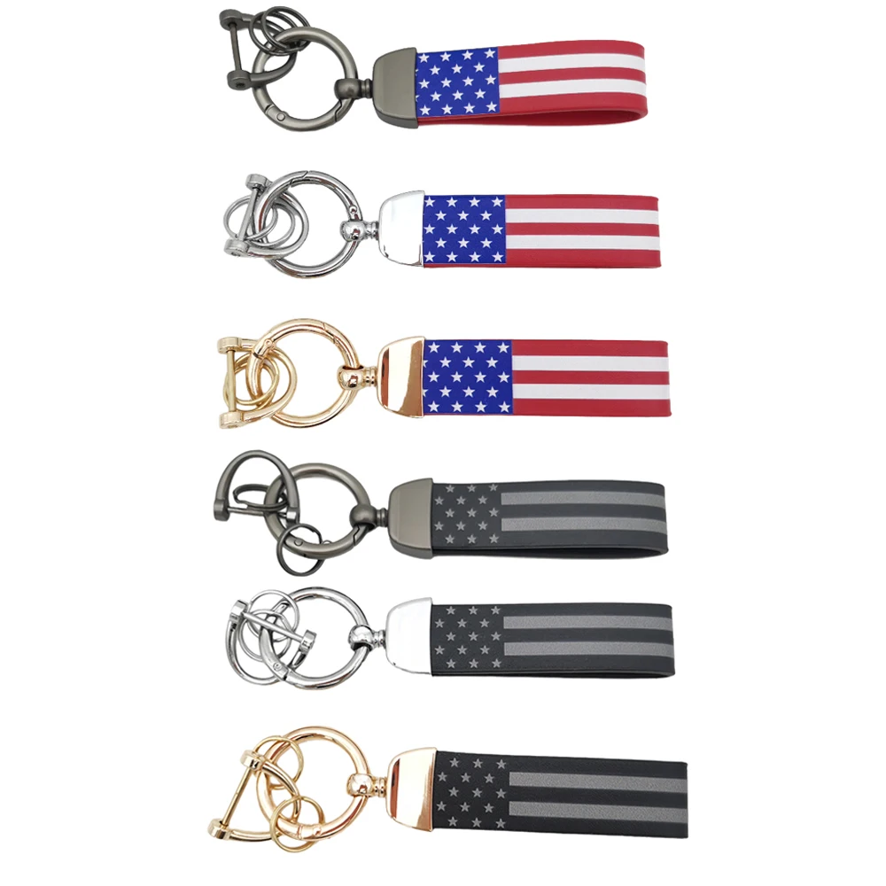 New PU Leather USA Flag Car Key Chain The United States Flags Keychain The America Flag key Ring key pendent keyring Motorcycles