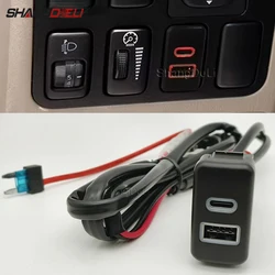 Car Charger Quick Charging Socket  QC3.0 USB Phone Charge Adapter Socket for Toyota FJ Cruiser Prado LC120 Accessories