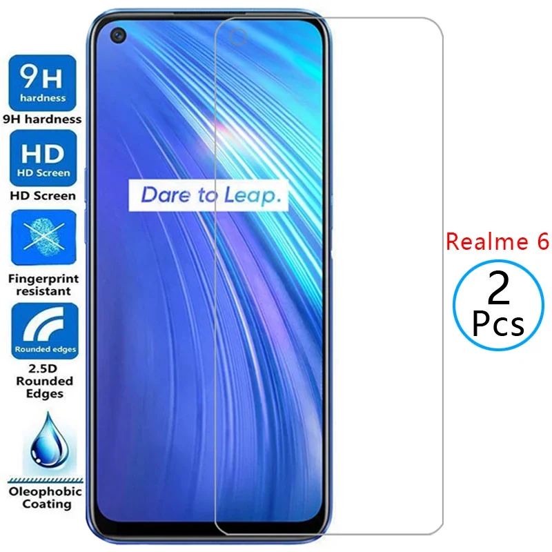 

For 2pcs S Protective Tempered Glass for Realme 6 Screen Protector on Realme6 6.5 Safety Film Realmi Realmi6