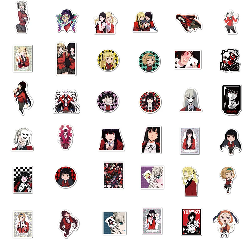 10/30/50/100pcs Kakegurui Anime Stickers Cute Jabami Yumeko Cartoon Girl Sticker Water Bottle Laptop Phone Manga Graffiti Decals