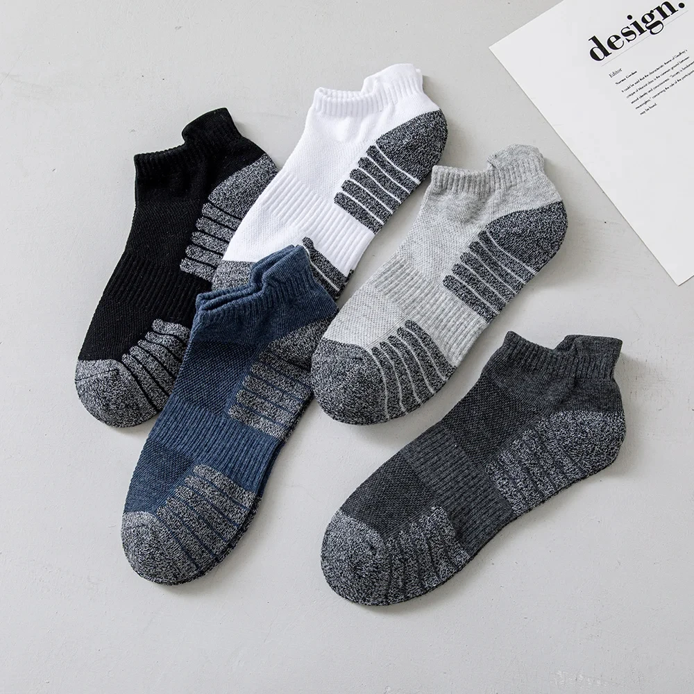 Ankle Athletic Running Socks Low Cut Sports Socks Breathable Cushioned Tab Socks for Men Women 5 Pairs/Lot Socks