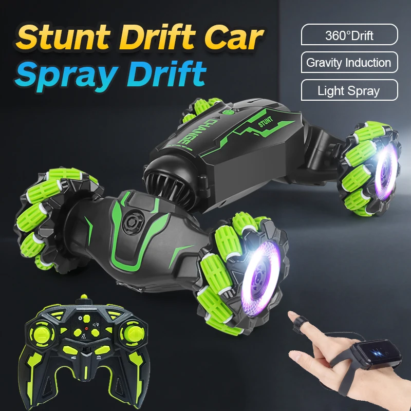 RC Car 2.4G Watch Gesture Sensor Control Deformable Car All-Terrain Auto-demo with Spray Light Music Remote Control Stunt Car