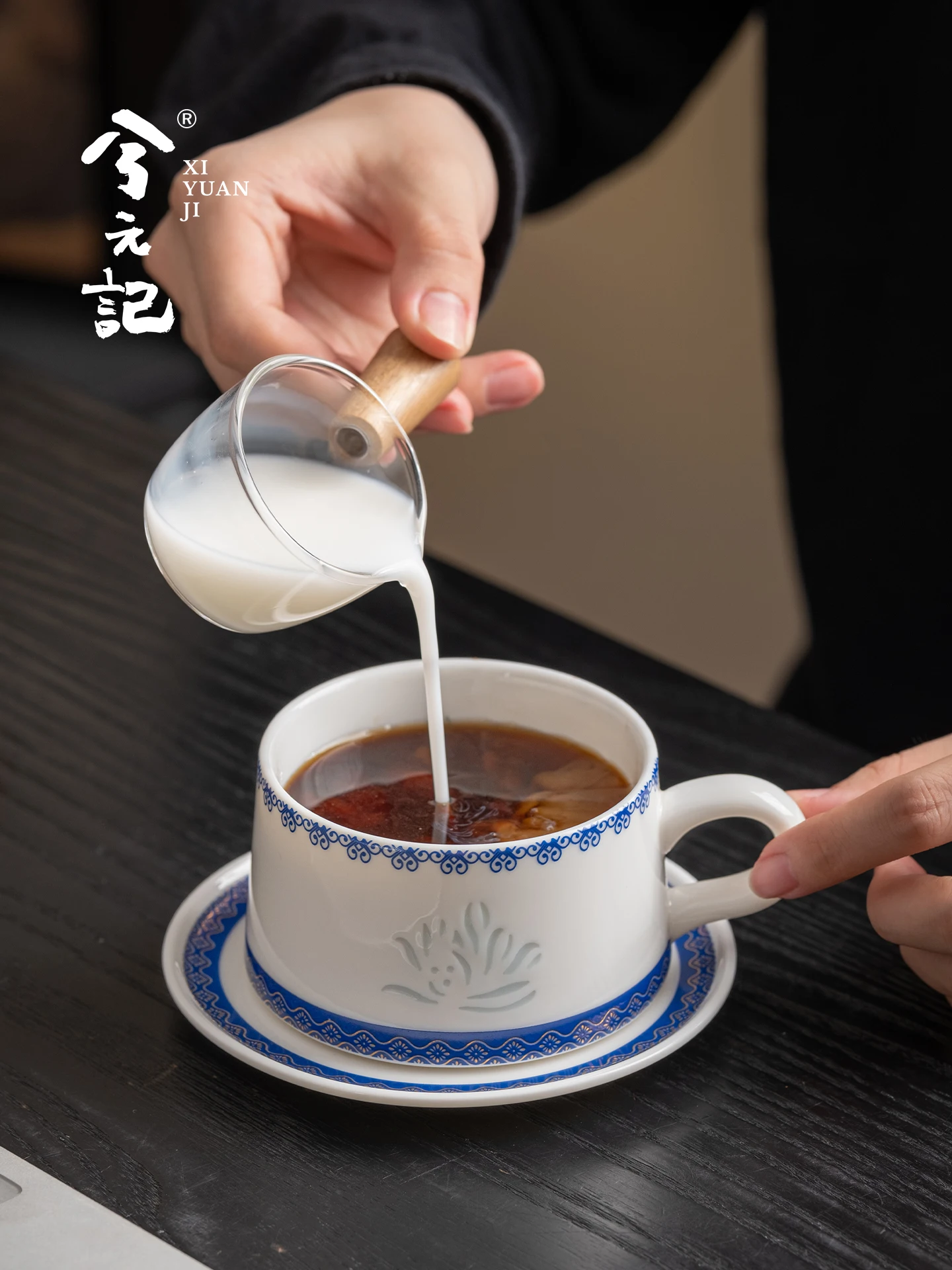 Rice-Pattern Decorated Porcelain Coffee Set Personal Special High-Grade Exquisite Ceramics Latte Cup Ladies Afternoon Tea