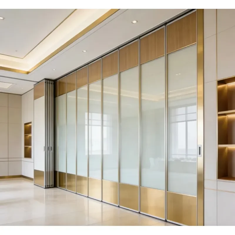 Acoustical Moveable Walls With Glass/Wooden/Fabric/Leather Partition Walls Sliding Operable Wall Systems for Hotel Banquet