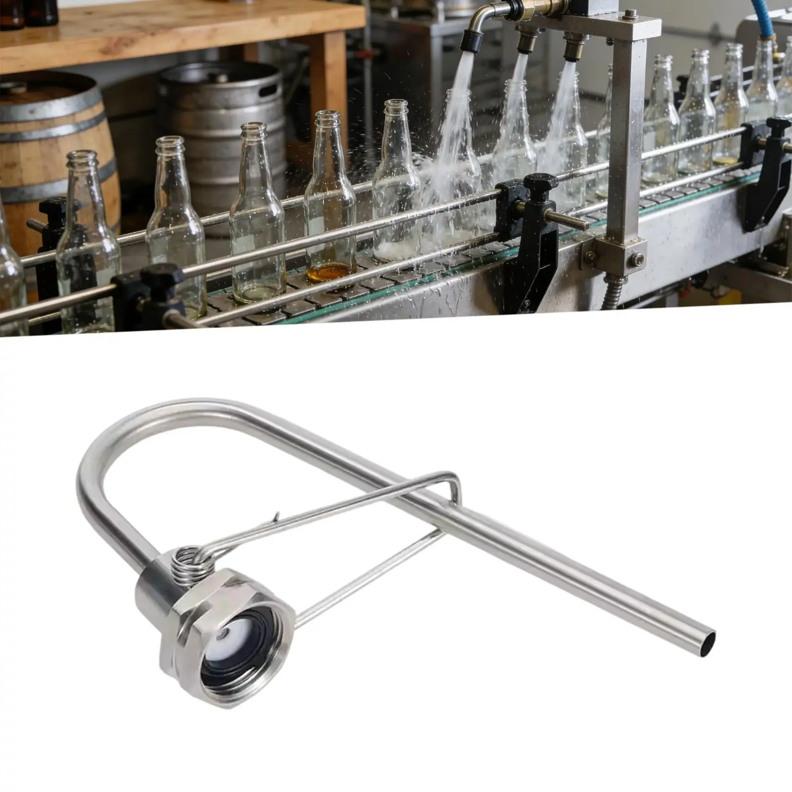 Stainless Steel Beer Bottle Washer High Pressure Jet Cleaner Easy Attach Carboy Washing Device for Home Bar Kitchen