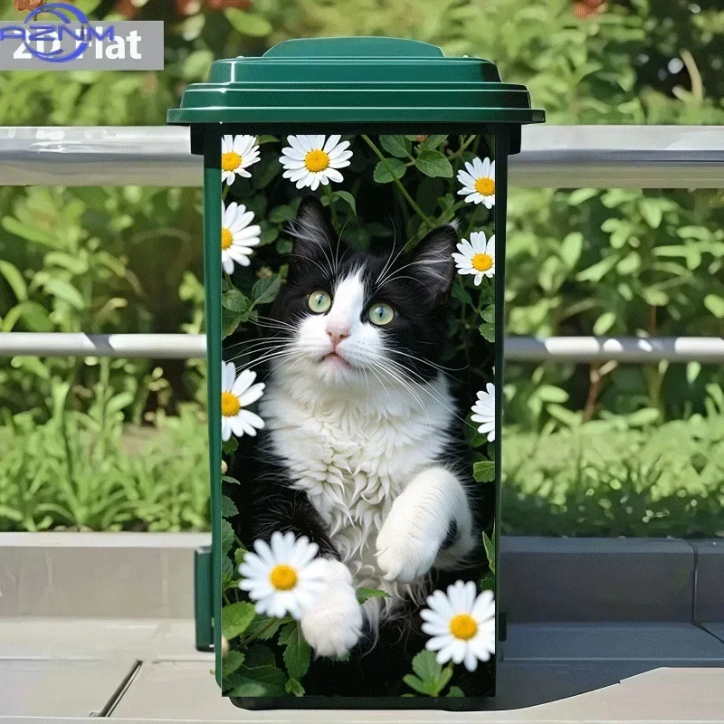 Special‑design 2D Print Decal Decor Ornament for Daily‑used Household Trash Can