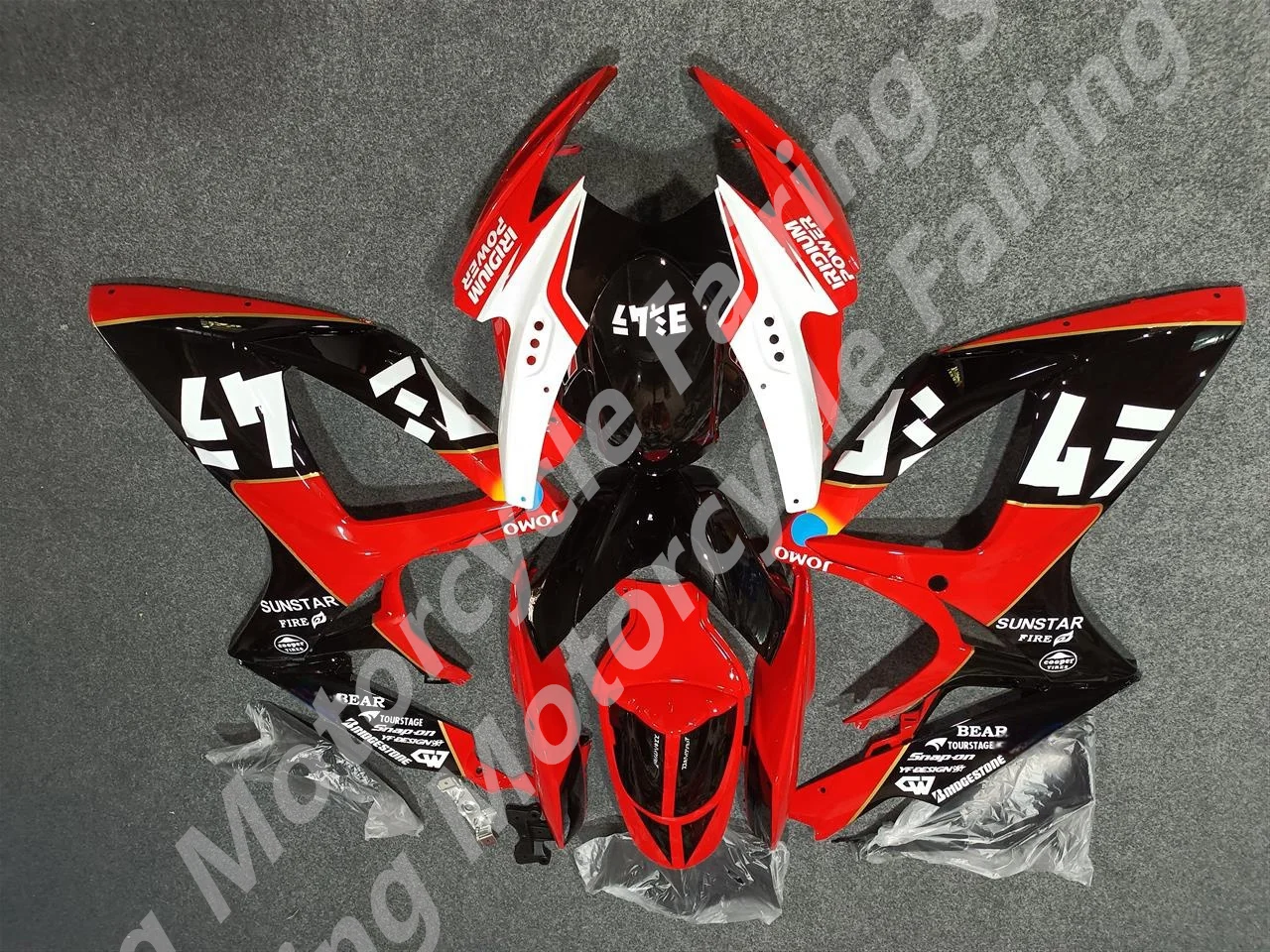 Red black white Fairing Kit for G S XR 600 750 K6 06 07 year G S XR600 G S XR750 2006 2007 Red  black white Motobike Fairings