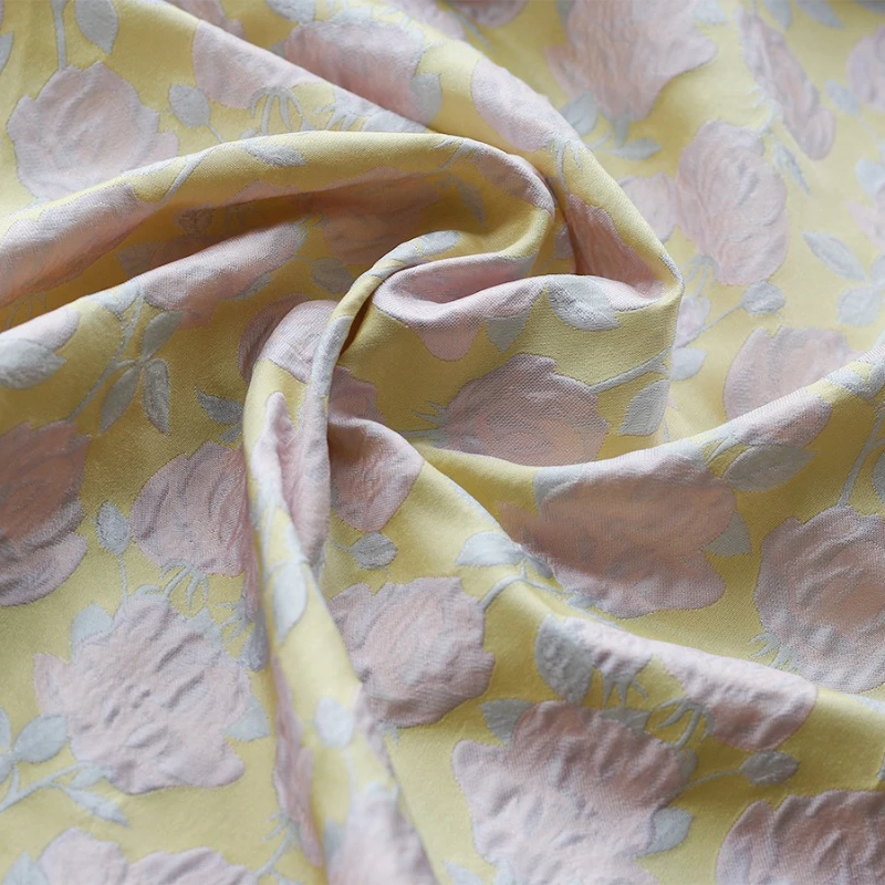 

Yarn Dyed Jacquard Fabric Soft Drape Floral Pastel Spring Summer Dress Skirt Apparel Tote Material Bridal Wedding Custom Craft