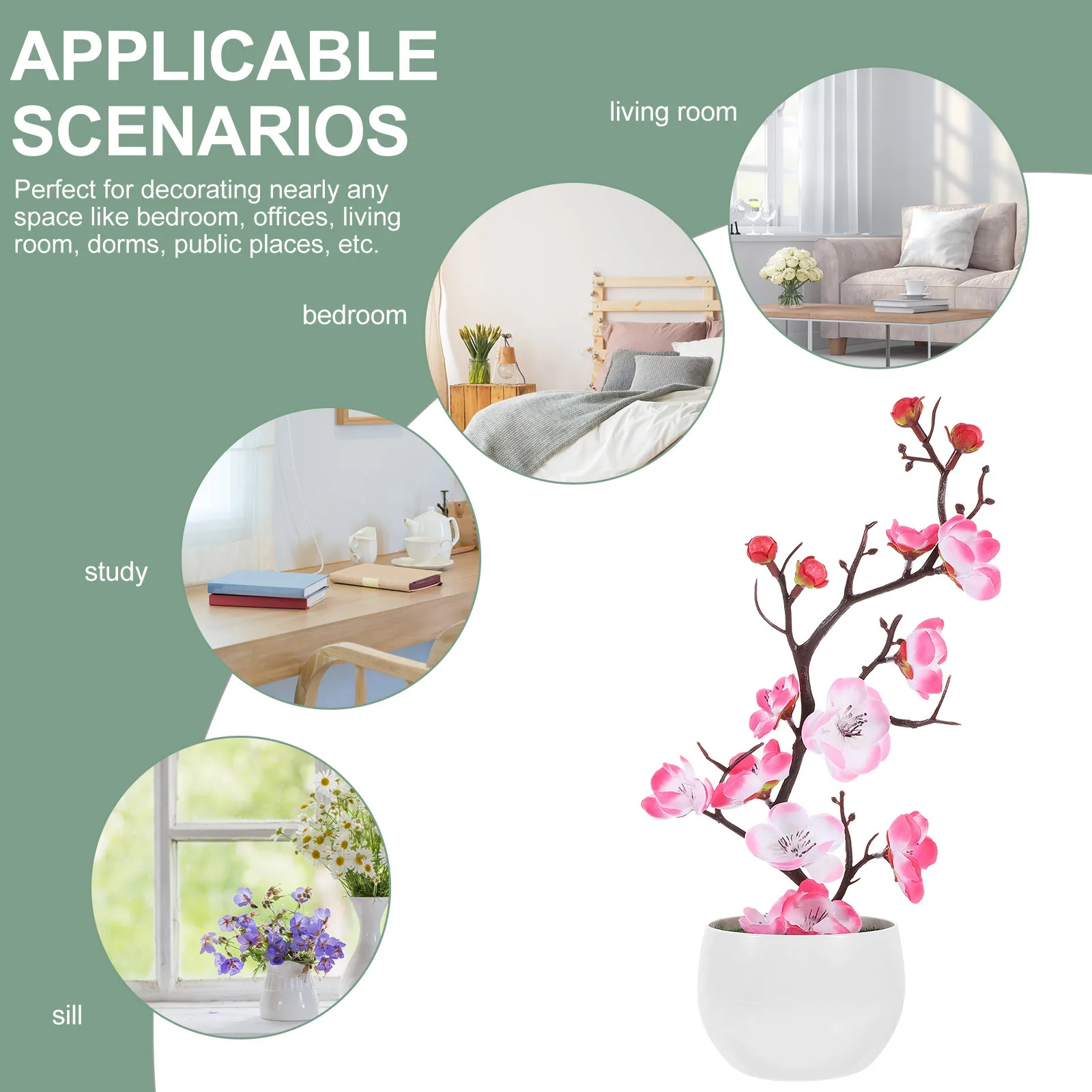 

2Pcs Lovely Artificial Potted Flower Faux Potted Plant Decoration Lightweight Space Saving Unique Gift for Family Friends