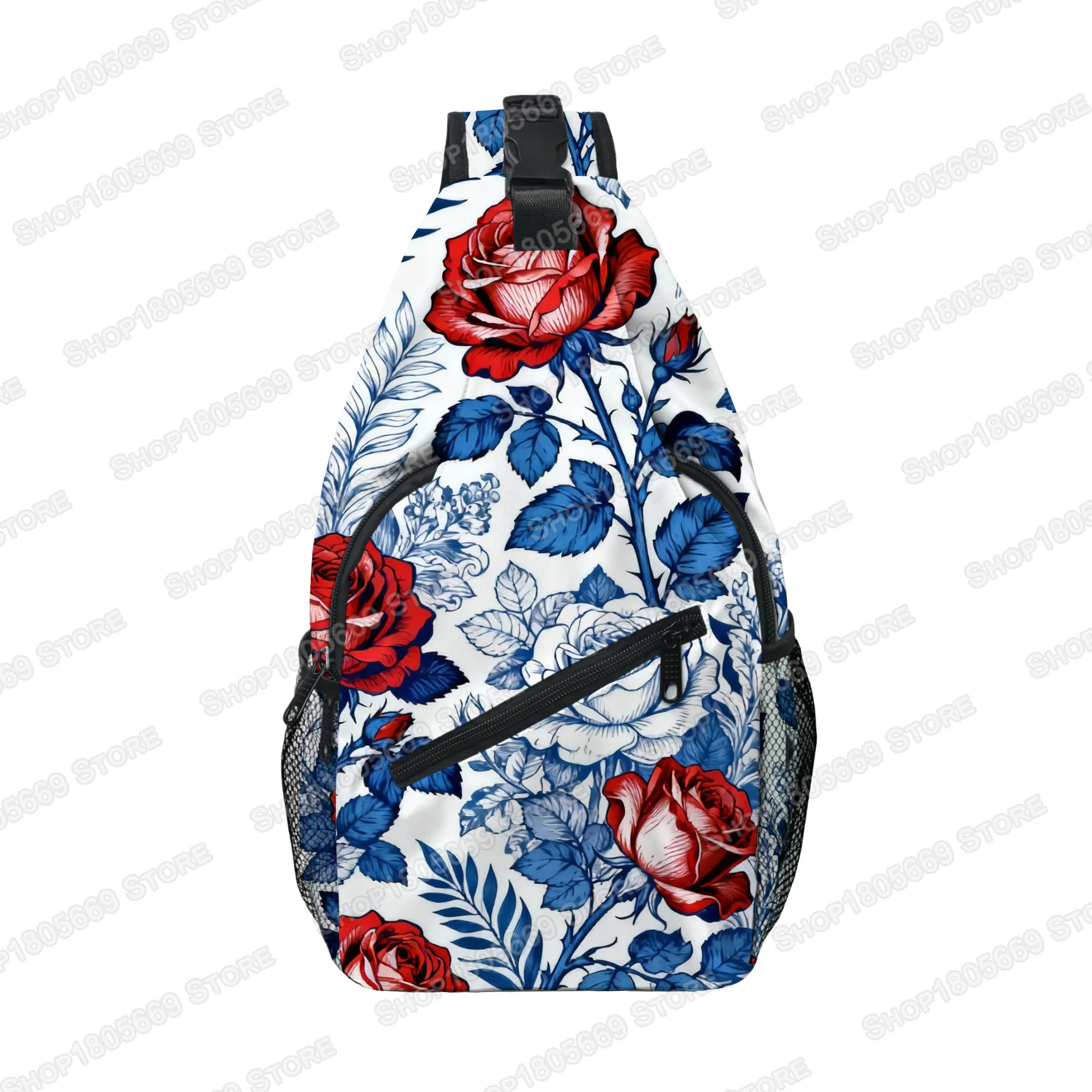 Fashionable Art Floral Print Crossbody Bag Women Flower Shoulder Bags Teenager Casual Travel Outdoor Bag Boys Girls Chest Bag