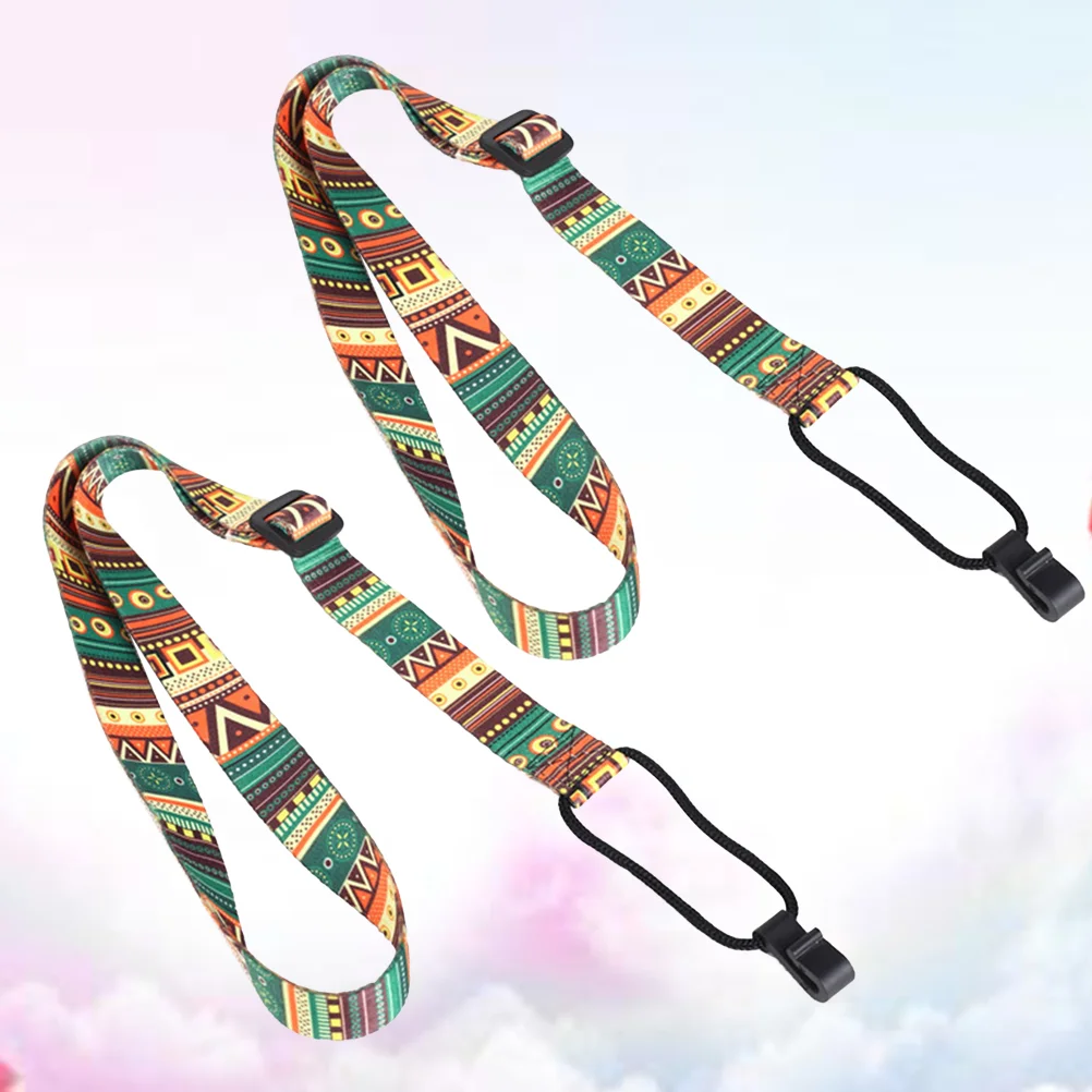 2 Pcs Classical Guitar Acoustic Thermal Transfer Ribbon Strap Bohemia Ukulele Belt