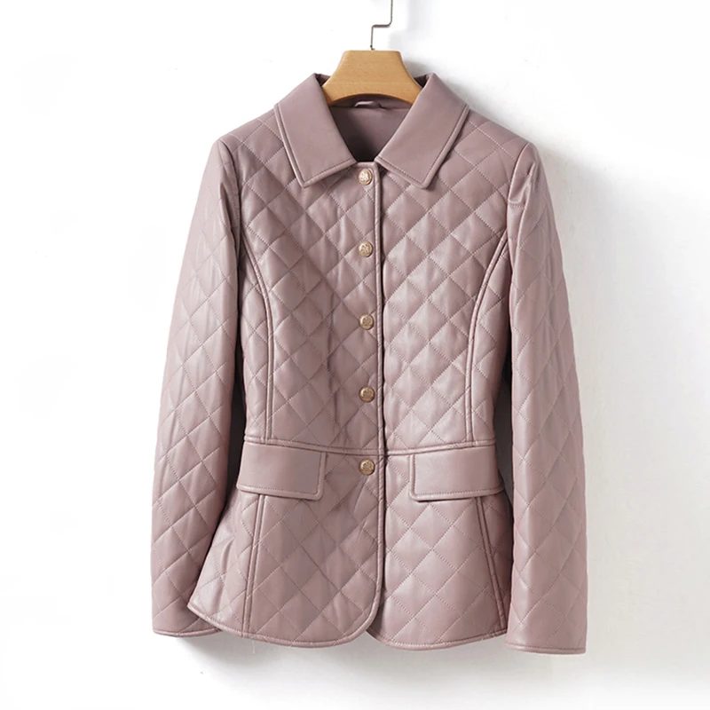 M-4XL Women's Sheepskin Short Leather Jackets 2025 Fall Winter Warm Thicken Female Casual Leather Padded Cotton Slim Jacket Coat