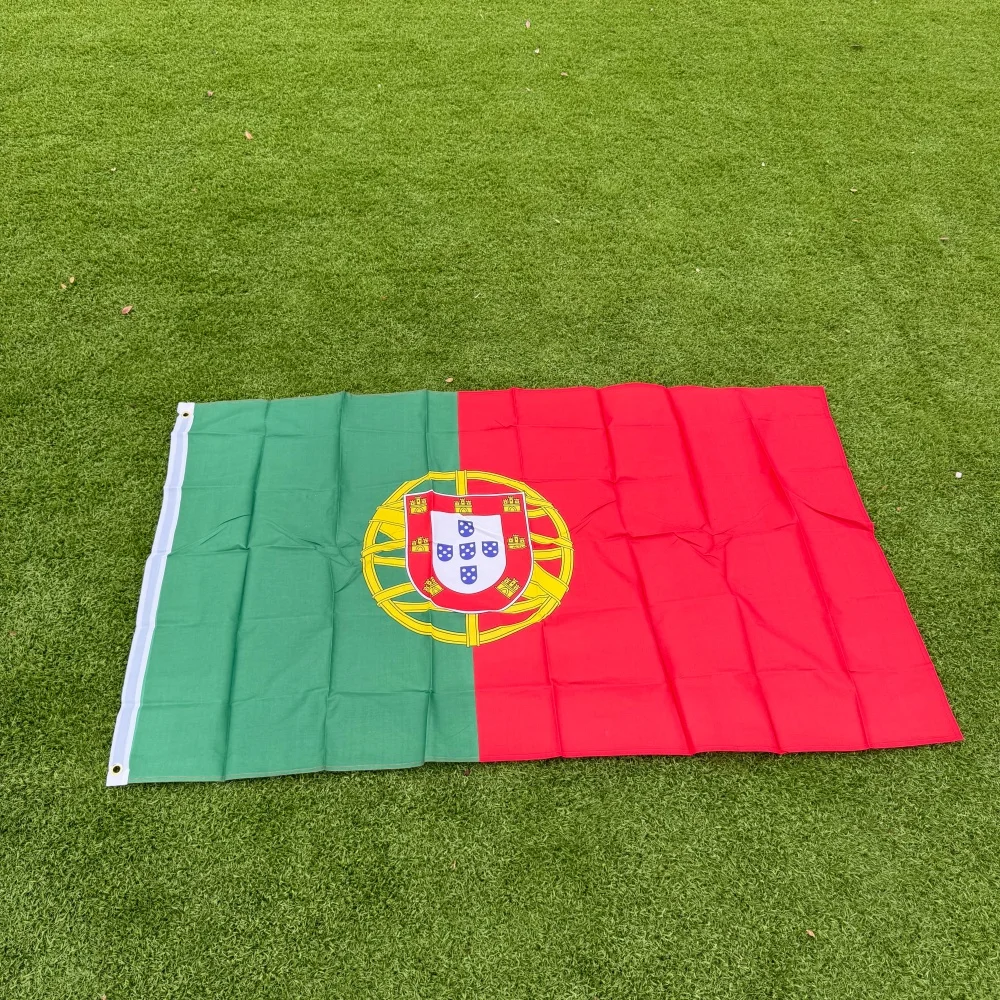 Portugal Flag 150x90cm 3x5 FT with Coat of Arms Polyester Double Stitched Outdoor Indoor Decoration