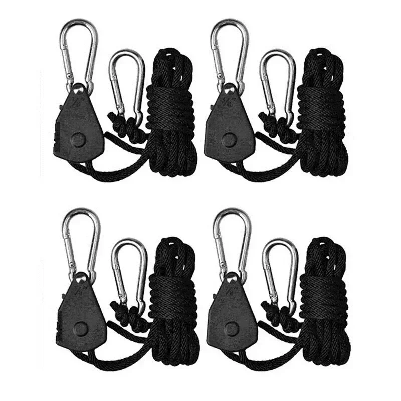 

4pcs Adjustable 8inch Lanyard Hanging for Tent Fan Grow Plant Lamp Pulley Ropes Pulley Lifting Pulley Hook