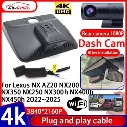 Video Recorder Night Visio 4K Plug and Play Car DVR Dash Cam for Lexus NX AZ20 NX200 NX350 NX250 NX300h NX400h NX450h 2022~2025