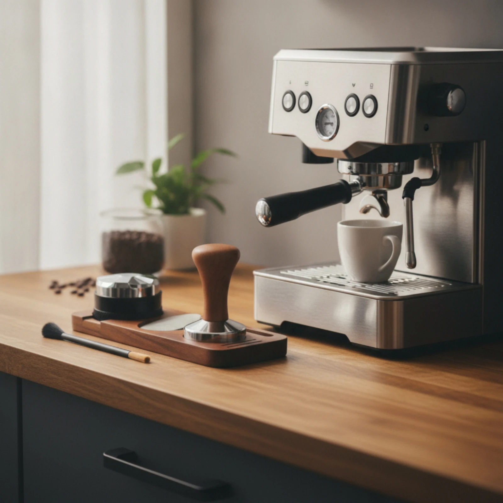 5 Pieces Tamping Station with Tools Wooden Espresso Tamping Station Organizer Coffee Professional-Style Holder Low-Clutt