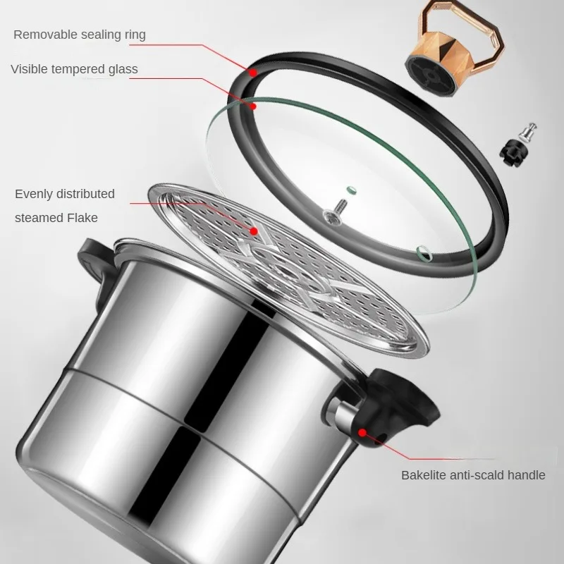 High-quality 304 Stainless Steel Micro-pressure Pot for Multi-purpose Cooking with Induction Cooker and Gas Stove